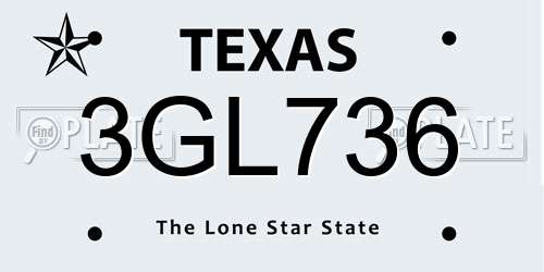 3GL736 Texas License Plate