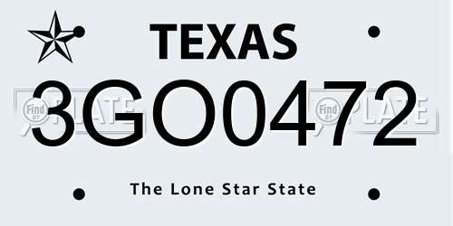3GO0472 Texas License Plate
