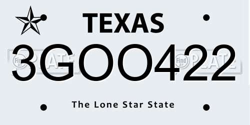 3GOO422 Texas License Plate