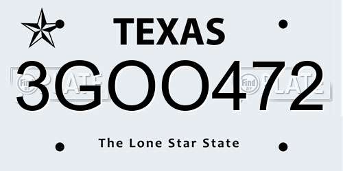 3GOO472 Texas License Plate