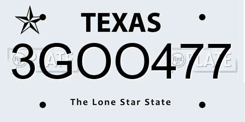 3GOO477 Texas License Plate