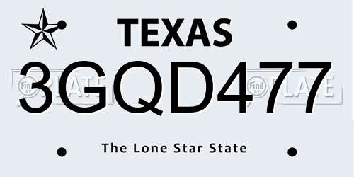 3GQD477 Texas License Plate