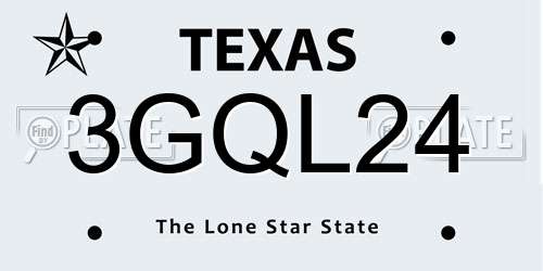 3GQL24 Texas License Plate