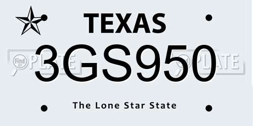 3GS950 Texas License Plate
