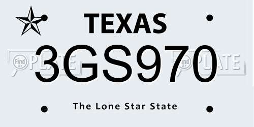 3GS970 Texas License Plate