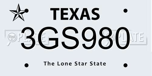 3GS980 Texas License Plate