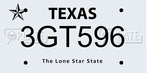 3GT596 Texas License Plate
