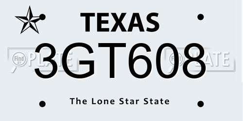 3GT608 Texas License Plate
