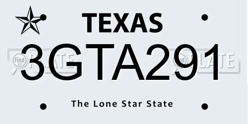 3GTA291 Texas License Plate