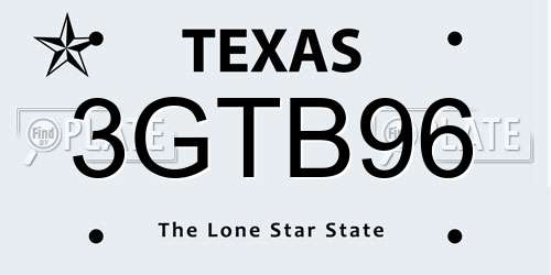 3GTB96 Texas License Plate