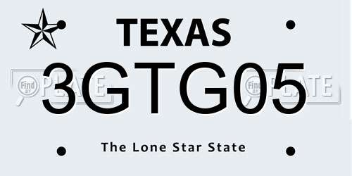 3GTG05 Texas License Plate