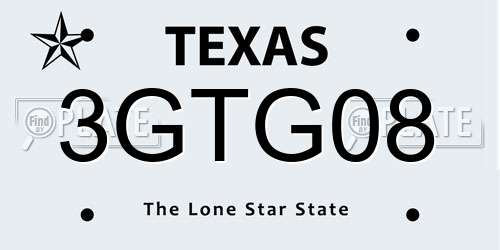 3GTG08 Texas License Plate
