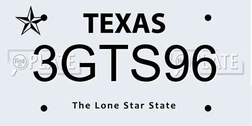 3GTS96 Texas License Plate