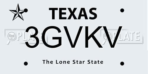 3GVKV Texas License Plate