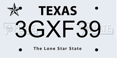 3GXF39 Texas License Plate
