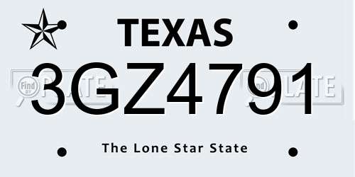 3GZ4791 Texas License Plate