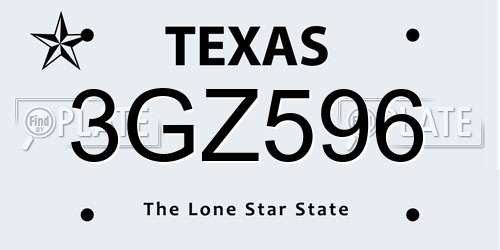 3GZ596 Texas License Plate