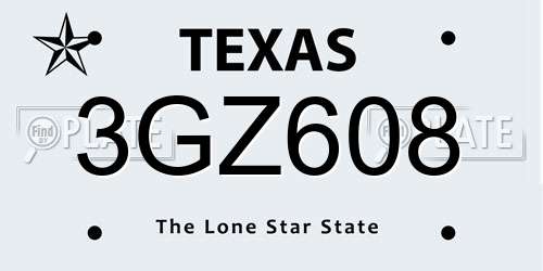 3GZ608 Texas License Plate