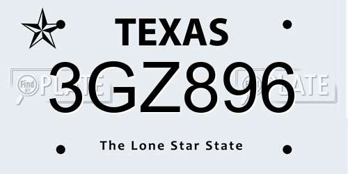 3GZ896 Texas License Plate