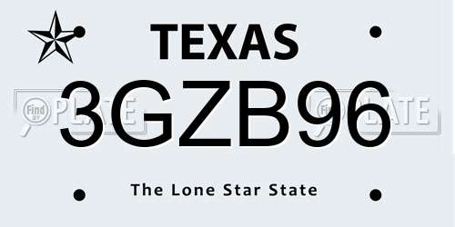 3GZB96 Texas License Plate