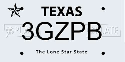 3GZPB Texas License Plate