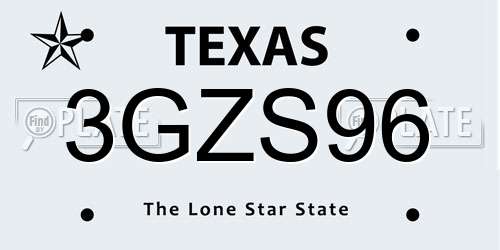 3GZS96 Texas License Plate