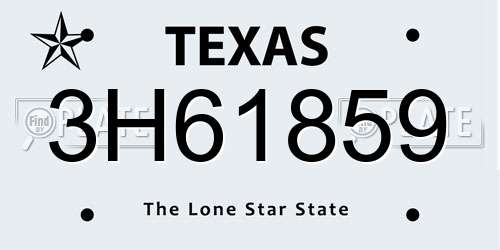 3H61859 Texas License Plate