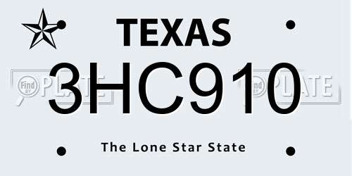 3HC910 Texas License Plate