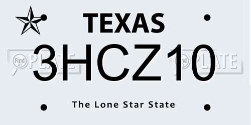 3HCZ10 Texas License Plate