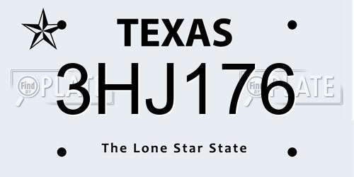 3HJ176 Texas License Plate