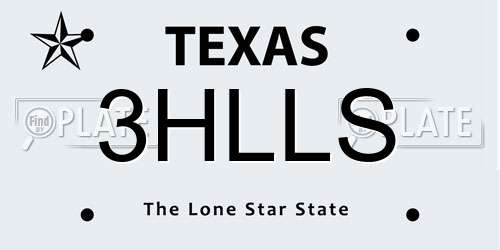 3HLLS Texas License Plate
