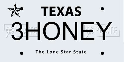 3HONEY Texas License Plate