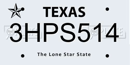 3HPS514 Texas License Plate