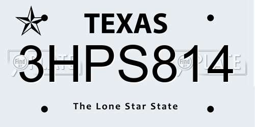 3HPS814 Texas License Plate