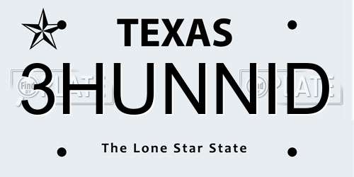 3HUNNID Texas License Plate
