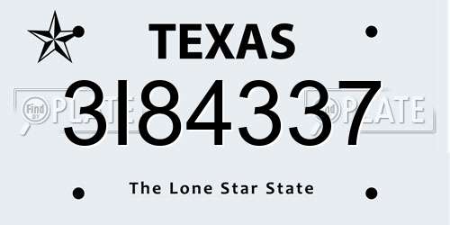 3I84337 Texas License Plate