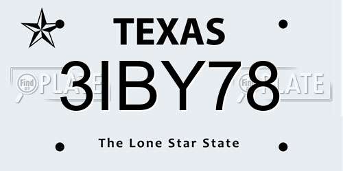 3IBY78 Texas License Plate