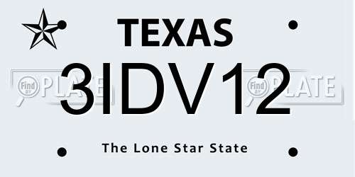 3IDV12 Texas License Plate
