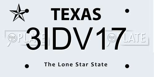 3IDV17 Texas License Plate