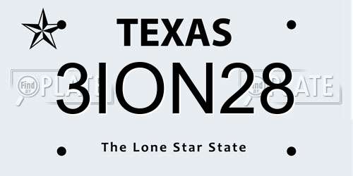 3ION28 Texas License Plate