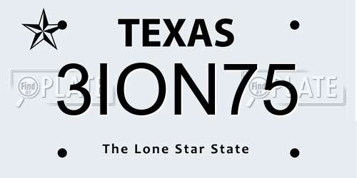 3ION75 Texas License Plate