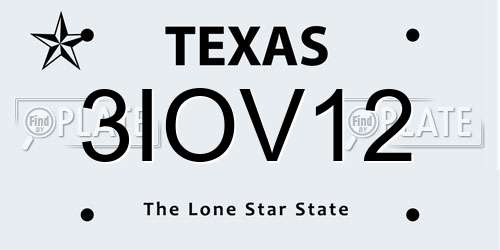 3IOV12 Texas License Plate