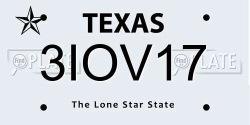 3IOV17 Texas License Plate