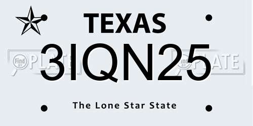 3IQN25 Texas License Plate