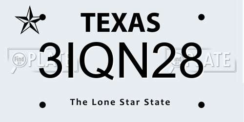 3IQN28 Texas License Plate