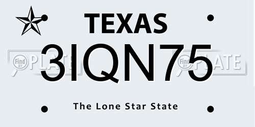 3IQN75 Texas License Plate