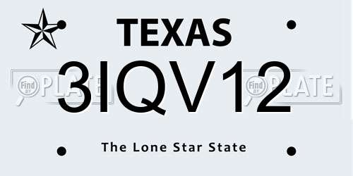 3IQV12 Texas License Plate