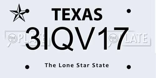 3IQV17 Texas License Plate