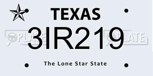 3IR219 Texas License Plate