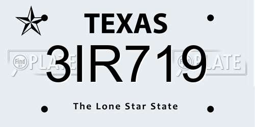 3IR719 Texas License Plate